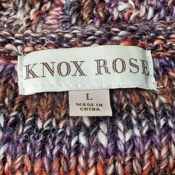 Knox Rose Women’s Long Cardigan Sweater L Toggle Front Multicolor Knit Wool Blen - Picture 6 of 8